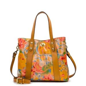 Patricia Nash Darby Citrus Rose Leather Small Tote Crossbody Bag